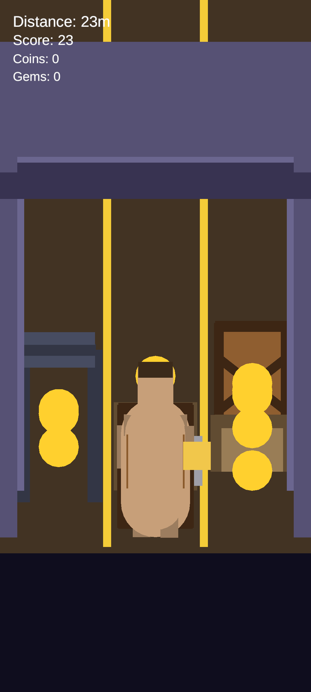 Treasure Tunnel — in-game screenshot showing the 3D runner lane view